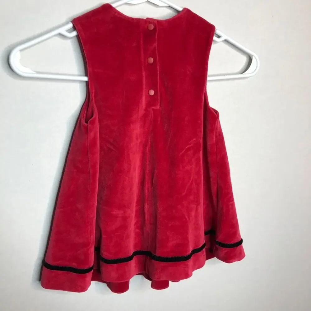 VTG Gymboree Red Velvet Velour Holiday Dress 90s
